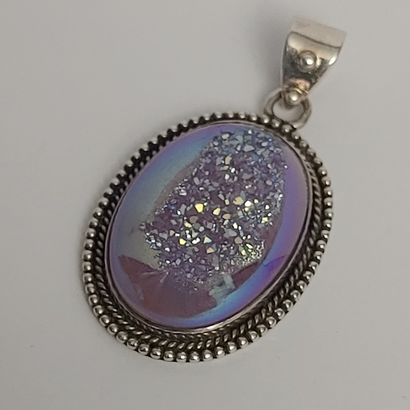 925 Silver Drusy Necklace - Picture 4 of 9